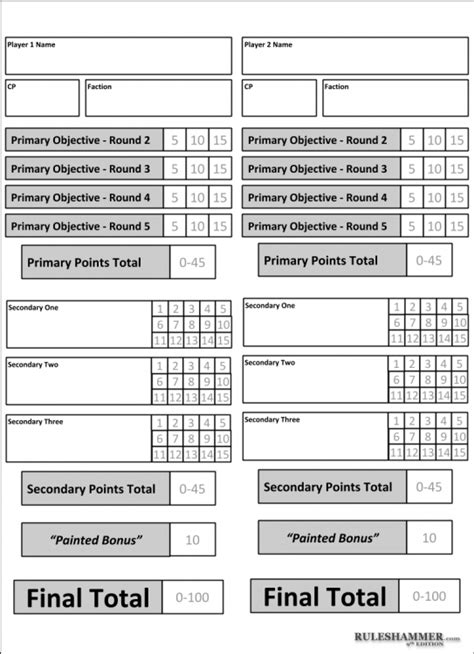 Shanghai Card Game Score Sheet