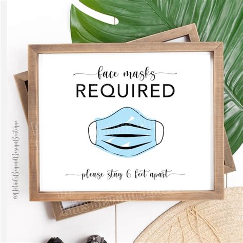 Face Masks Required Printable Sign Instant Download Please Stay 6