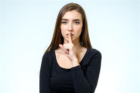 Keep Silence Beautiful Young Woman Holding Finger On Lips Stock Image Image Of Head Mouth
