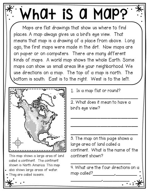 Reading Maps Third Grade Worksheet