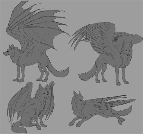 Free Winged Wolf Linearts By Aviaku On Deviantart
