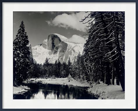 Half Dome Merced River Winter Yosemite Ansel Adams Kunstdruck Gerahmt Von Aux Beaux Arts