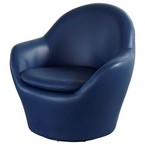 American Leather Feliz Contemporary Swivel Barrel Chair Williams