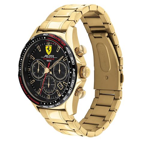 Buy Scuderia Ferrari Pilota Evo 0830841 Chronograph Gold Dial Watch For