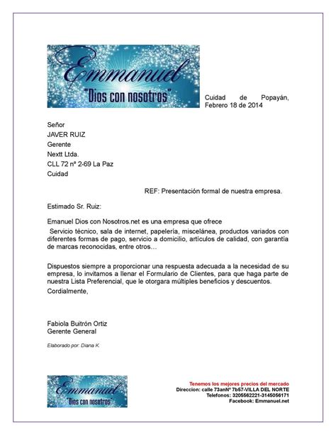 Formato De Carta De Presentacion De Servicios