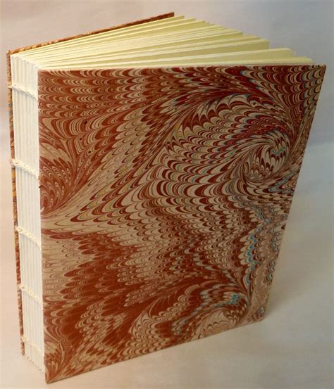 Link Stitch Binding 10 Sections Cover Wrapped In Handmade Marbled