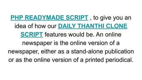 PPT Daily Thanthi Clone Script PHP Readymade Script PowerPoint