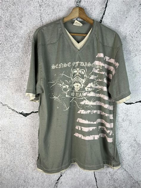 Affliction Vintage No Fear Skulls Japanese Logo Y2k T Shirt Streetwear