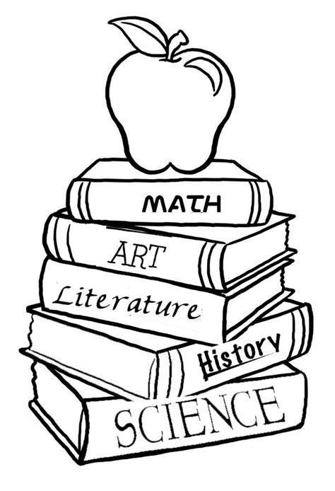 Book Stack Coloring Page Coloring Pages