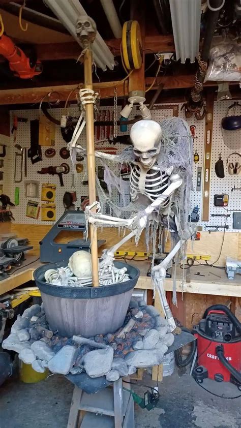 Skeleton Making Bone Stew Video In 2023 Scary Halloween Decorations