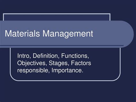Ppt Materials Management Powerpoint Presentation Free Download Id