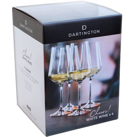 Dartington Crystal White Wine Glasses Cheers 4 Pack Set Boxed 350ml Height 22cm 5013298131542