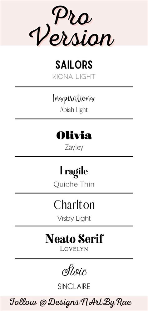 Elegant Font Combination For Canva Pro Version Font Combinations
