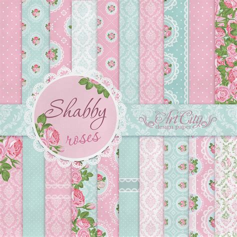 Shabby Chic Digital Papers Romantic Floral Scrapbook Etsy Ireland