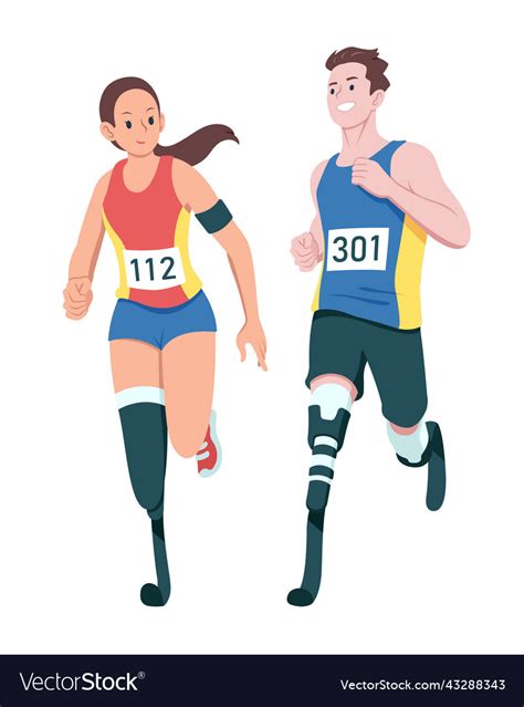 Disabled Athletes Cartoon Royalty Free Vector Image