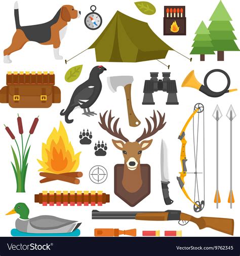 Hunting Symbols Set Royalty Free Vector Image Vectorstock