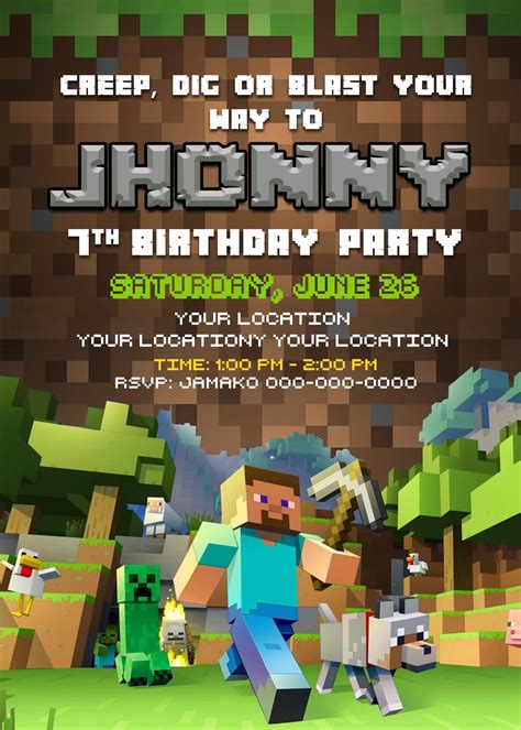 Printable Minecraft Birthday Invitations Printable World Holiday