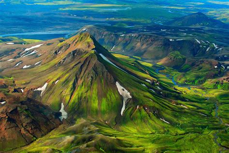 Nature Landscape Mountain Iceland Snow Birds Eye View Top View Hill