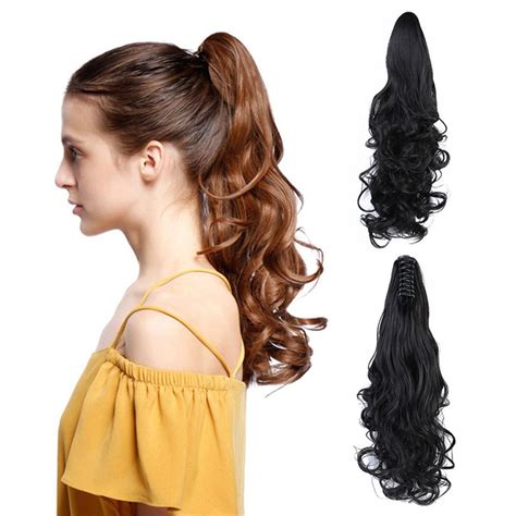 Remeehi Claw Clip Ponytail Hair Extension Body Wave Remy Human Hair Jaw
