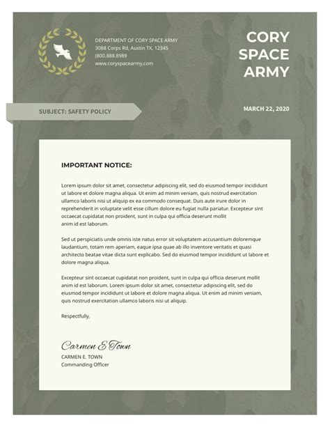 Army Letterhead Template Visme