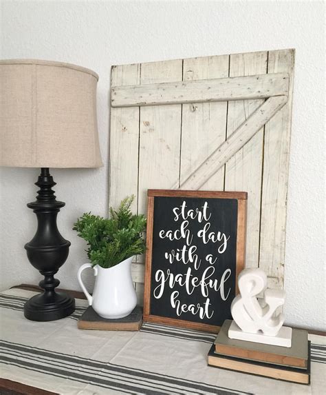 Start Each Day With A Grateful Heart Farmhouse Sign Wood Sign Diy
