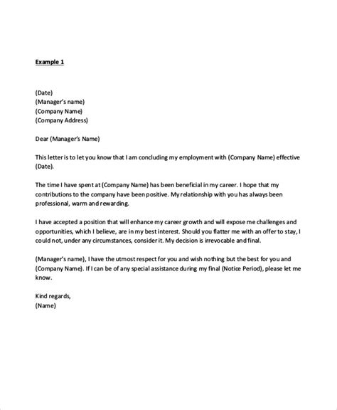 Resignation Letter To Manager Cover Letter Sample For Job Application