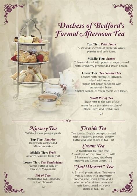 Afternoon Tea Menus