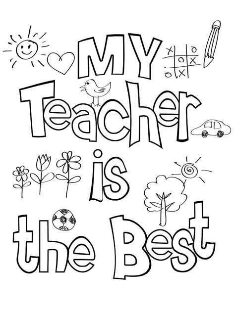 Printable Thank You Teacher Coloring Page Free Printable Coloring