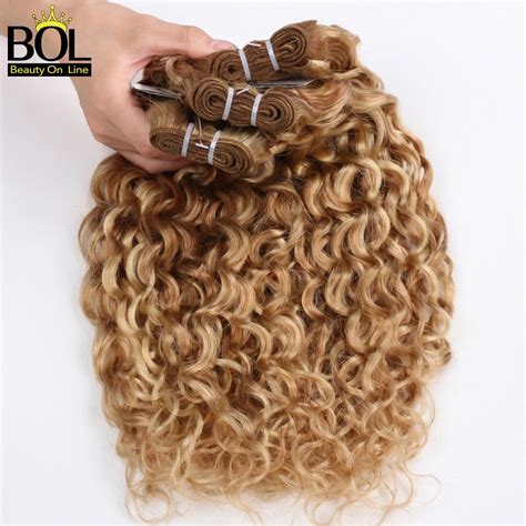 Ombre Hair Bundles Brazilian Curly Hair Weave Highlight Blonde Bundles