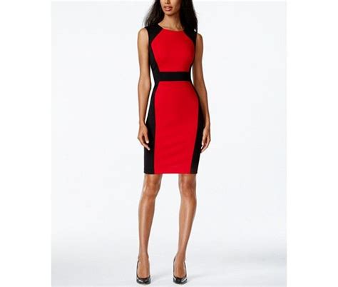 Calvin Klein Colorblocked Sleeveless Sheath Dress Red Sheath Dress Elegant Dresses Business
