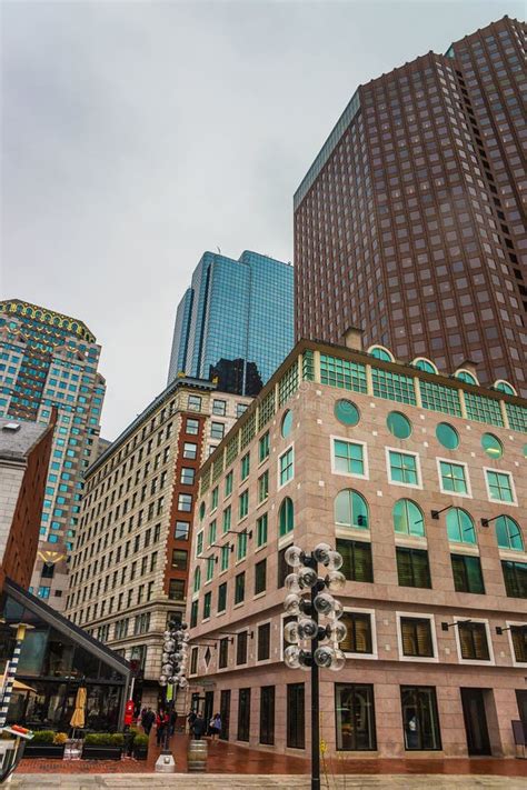 Modern Buildings At Faneuil Hall Square In Downtown Boston Editorial