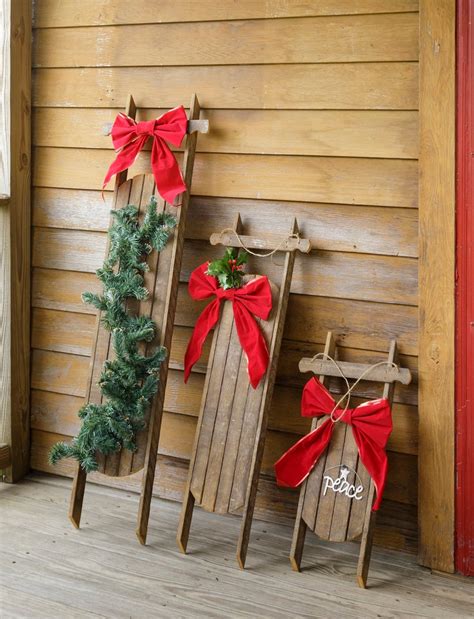 Decorative Wooden Sled Farmhouse Holiday Decor Christmas Etsy