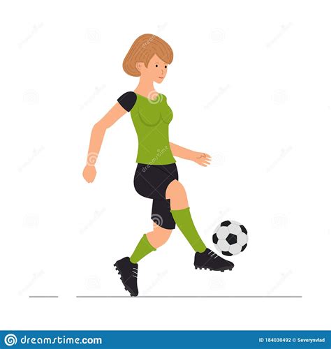 Girl Plays Football Soccer Player Stock Vector Illustration Of