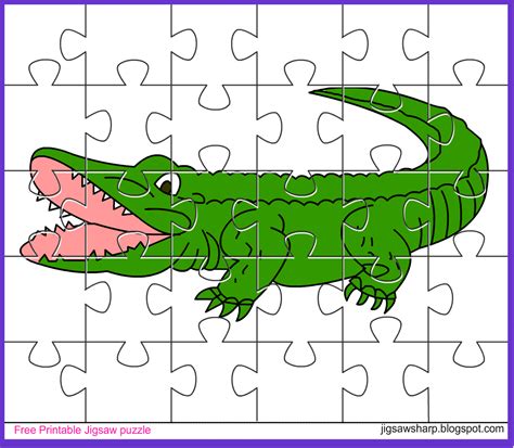 Create and share puzzles using your own photos. Free Printable Jigsaw Puzzle Game: Alligator Jigsaw Puzzle