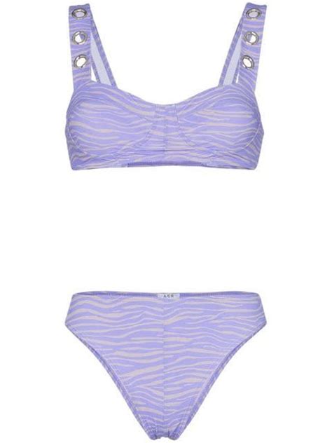 Ack Tiger Print Perforated Detail Bikini Set Farfetch Bikini Set