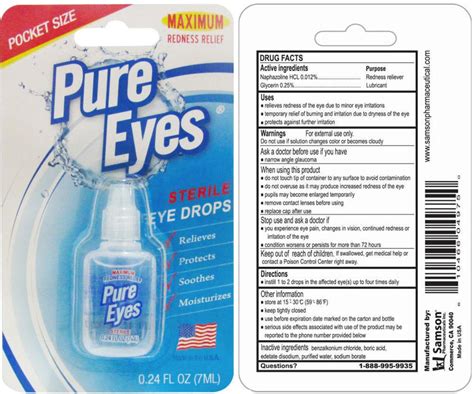Pure Eyes Sterile Eyes Solution Drops Samson Pharmaceutical