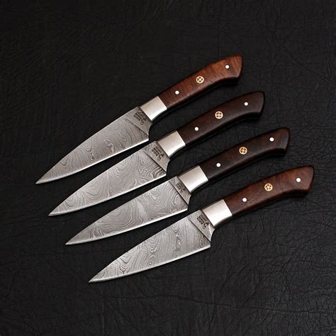 Damascus Paring Knife Set 4 Piece Set 9859 Black Forged Knives