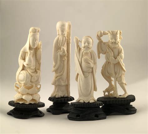 Carved Ivory Immortal Figures Zother Incl Carved Western Ivory