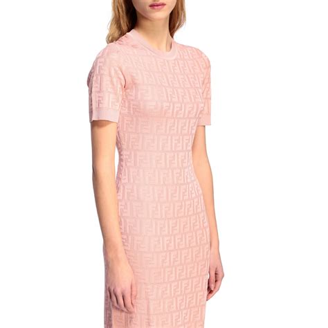 Fendi Sheath Dress With All Over Ff Monogram Dress Fendi Women Pink