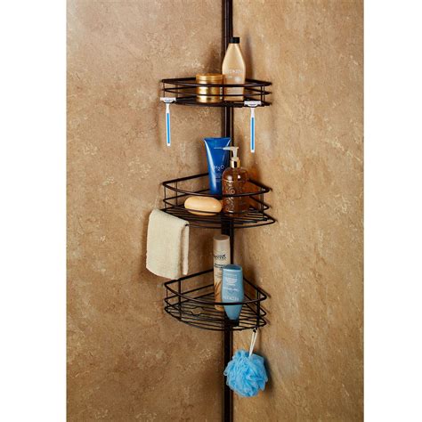 Spa Creations™ Colossal 3 Tier Pole Caddy With Shelves In Matte Bronze