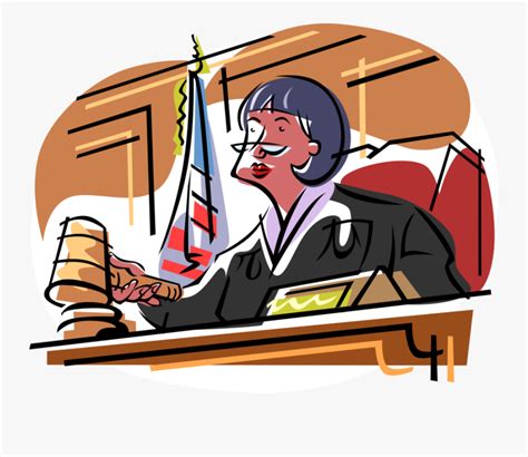 Vector Illustration Of Judicial Judge At Bench In Court Judge Clipart