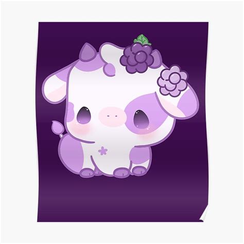 Grape Cow Kawaii Poster For Sale By Maybk Redbubble