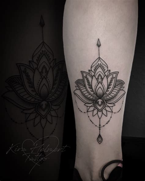 Lotus Mandala Tattoo By Kira Helmert Dotwork Linework Blackwork Tattoo Flowertattoo