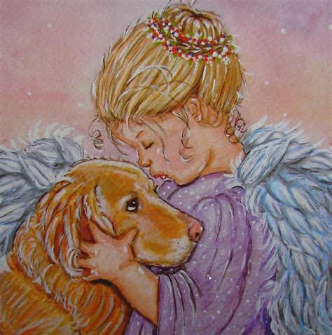 Angel With Dog Pet Loss Print Rainbow Bridge Heaven Comfort Etsy