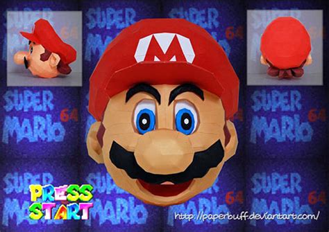 Super Mario 64 Marios Head Papercraft Paperized Crafts