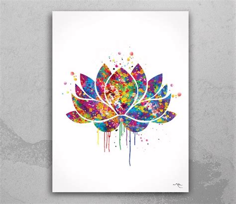 Lotus Flower Art Yoga Symbol Watercolor Print Yoga Studio Art Etsy