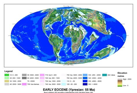 The Earth During The Early Eocene 55 Million Years Ago Earth Map