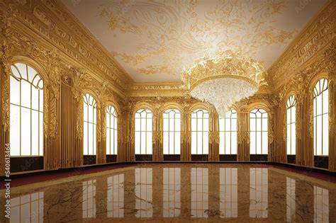 Palace Interior 2d Illustration Background Castle Hall Classic