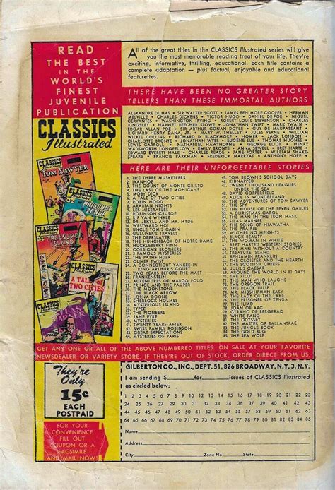 Classics Illustrated Classic Comics 1st Editions Lot Of 4 20