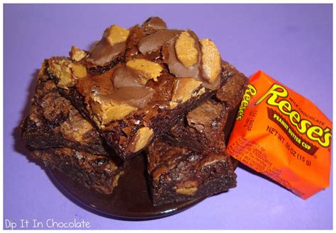 Reeses Peanut Butter Cup Brownies ~ Dip It In Chocolate